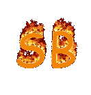 flaming gif of the letters SB, representing monogram logo for SwaggerBoop
